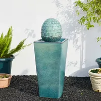 Glitzhome """35.75""""H Turquoise Ceramic""" Outdoor Fountains