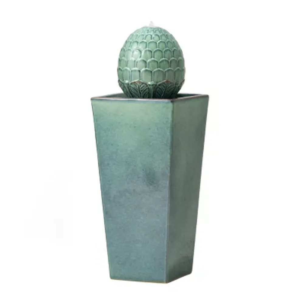 Glitzhome """35.75""""H Turquoise Ceramic""" Outdoor Fountains