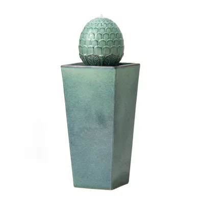 Glitzhome 35.75"H Turquoise Ceramic Outdoor Fountain