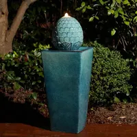 Glitzhome """35.75""""H Turquoise Ceramic""" Outdoor Fountains