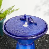 Glitzhome """27.5""""H Cobalt Blue Ceramic""" Outdoor Fountains