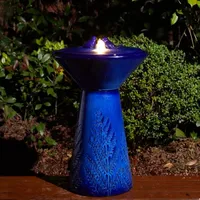 Glitzhome """27.5""""H Cobalt Blue Ceramic""" Outdoor Fountains