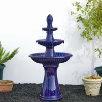 Glitzhome """45.25""""H Cobalt Blue 3-Tier""" Outdoor Fountains