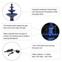 Glitzhome """45.25""""H Cobalt Blue 3-Tier""" Outdoor Fountains