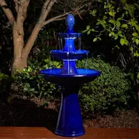 Glitzhome """45.25""""H Cobalt Blue 3-Tier""" Outdoor Fountains