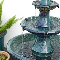 Glitzhome 45.25" Turquoise 3-Tier Outdoor Fountains