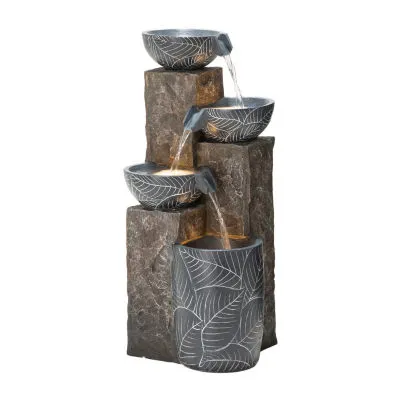 Glitzhome 32.75'H Textured 4-Tier Resin Outdoor Fountains