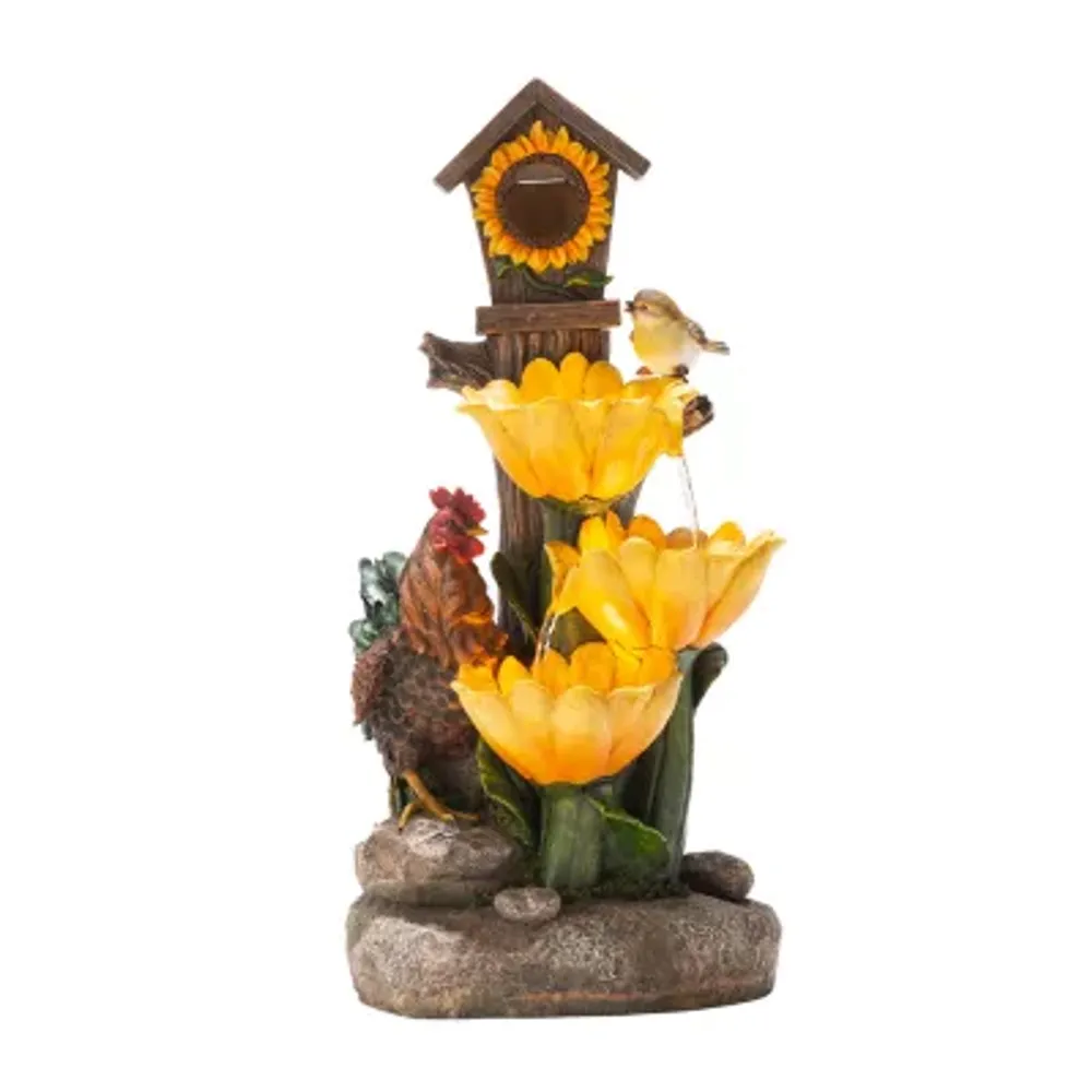 Glitzhome 28.5'H Birdhouse Resin Outdoor Fountain