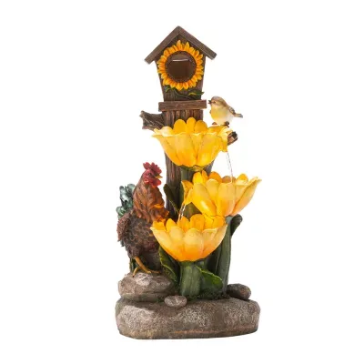 Glitzhome 28.5'H Birdhouse Resin Outdoor Fountains