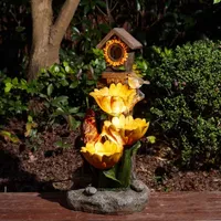 Glitzhome 28.5'H Birdhouse Resin Outdoor Fountain