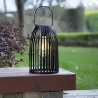 Glitzhome """""""9.75"""""""" Woven Black Solar Powered""""""" Lanterns