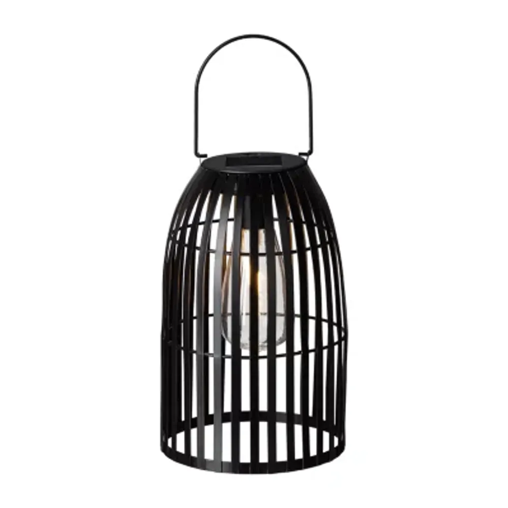 Glitzhome """""""9.75"""""""" Woven Black Solar Powered""""""" Lanterns