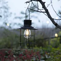 Glitzhome 9.75" Wire Black Solar Powered Outdoor Lantern