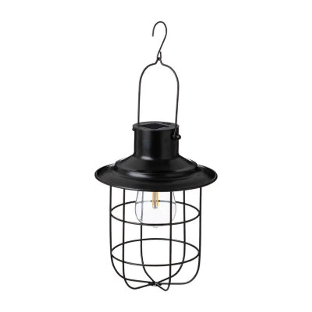 Glitzhome 9.75" Wire Black Solar Powered Outdoor Lantern