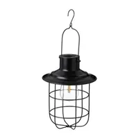 Glitzhome 9.75" Wire Black Solar Powered Outdoor Lantern