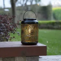 Glitzhome 8.75" Cutout Solar Powered Outdoor Lantern