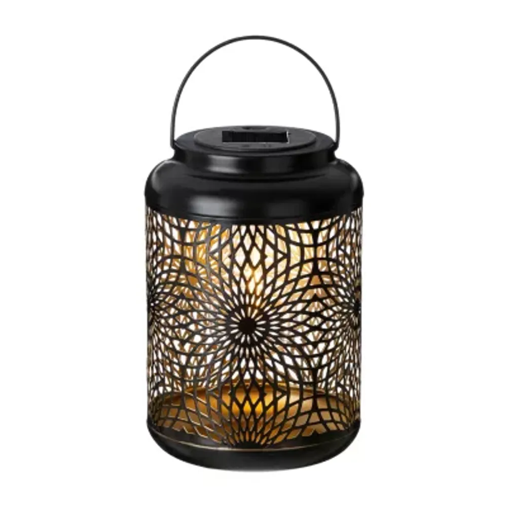 Glitzhome 8.75" Cutout Solar Powered Outdoor Lantern