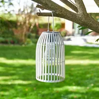 Glitzhome 9.75" Metal Woven White Hanging Outdoor Lantern