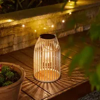 Glitzhome 9.75" Metal Woven White Hanging Outdoor Lantern