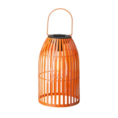 Glitzhome 9.75" Metal Woven Orange Outdoor Lantern