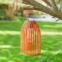 Glitzhome """""""9.75"""""""" Metal Woven Orange""""""" Lanterns