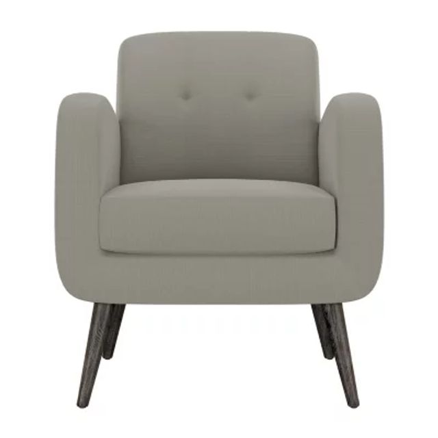 Kingston Mid-Century Modern Accent Armchair Linen with Legs an Espresso Finish