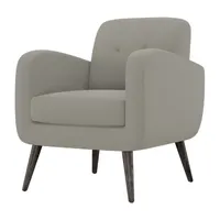 Kingston Mid-Century Modern Accent Armchair Linen with Legs an Espresso Finish