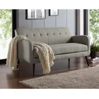 Kingston Mid-Century Modern Sofa in Linen with Legs in an Espresso Finish