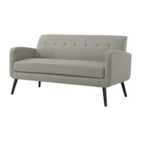 Kingston Mid-Century Modern Sofa in Linen with Legs in an Espresso Finish