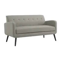 Kingston Mid-Century Modern Sofa in Linen with Legs in an Espresso Finish