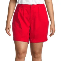 St. John's Bay Womens Mid Rise Chino Short-Plus