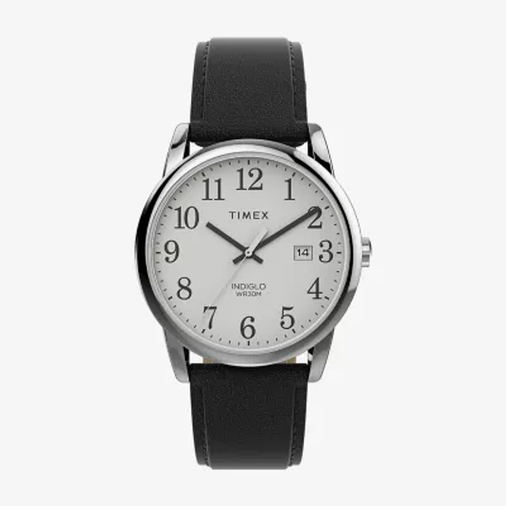 Timex Easy Reader Mens Black Leather Strap Watch Tw2v68800jt