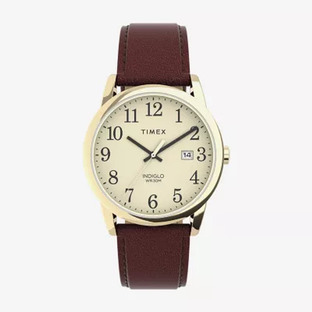 Timex Easy Reader Mens Brown Leather Strap Watch Tw2v68900jt