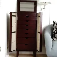 Hives And Honey Lockable Cherry Jewelry Armoire