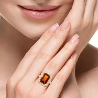 Effy  Womens 1/2 CT. T.W. Diamond & Genuine Orange Citrine 14K Gold Cocktail Ring