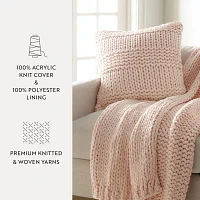 Casual Comfort Chunky Knit Acrylic Square Throw Pillow