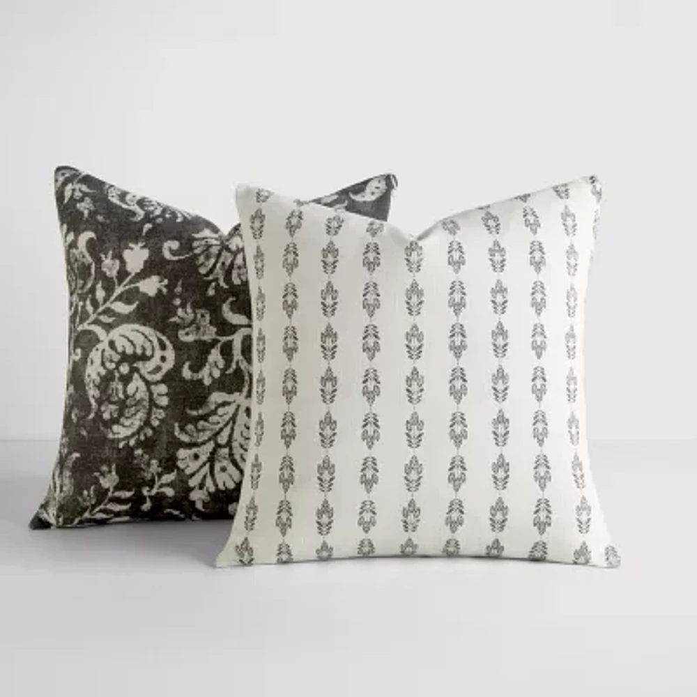 Casual Comfort Distressed Floral 2pk Square Throw Pillow