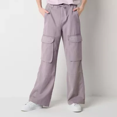 Arizona Airy Drape Womens Mid Rise Wide Leg Cargo Pant-Juniors