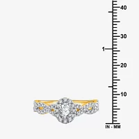 I Said Yes (H-I / I1) Womens 1 CT. T.W. Lab Grown White Diamond Sterling Silver or 14K Gold Over Oval Side Stone Halo Bridal Set