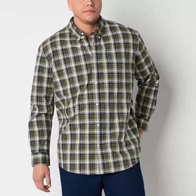 St. John's Bay Big and Tall Mens Classic Fit Long Sleeve Plaid Button-Down Shirt