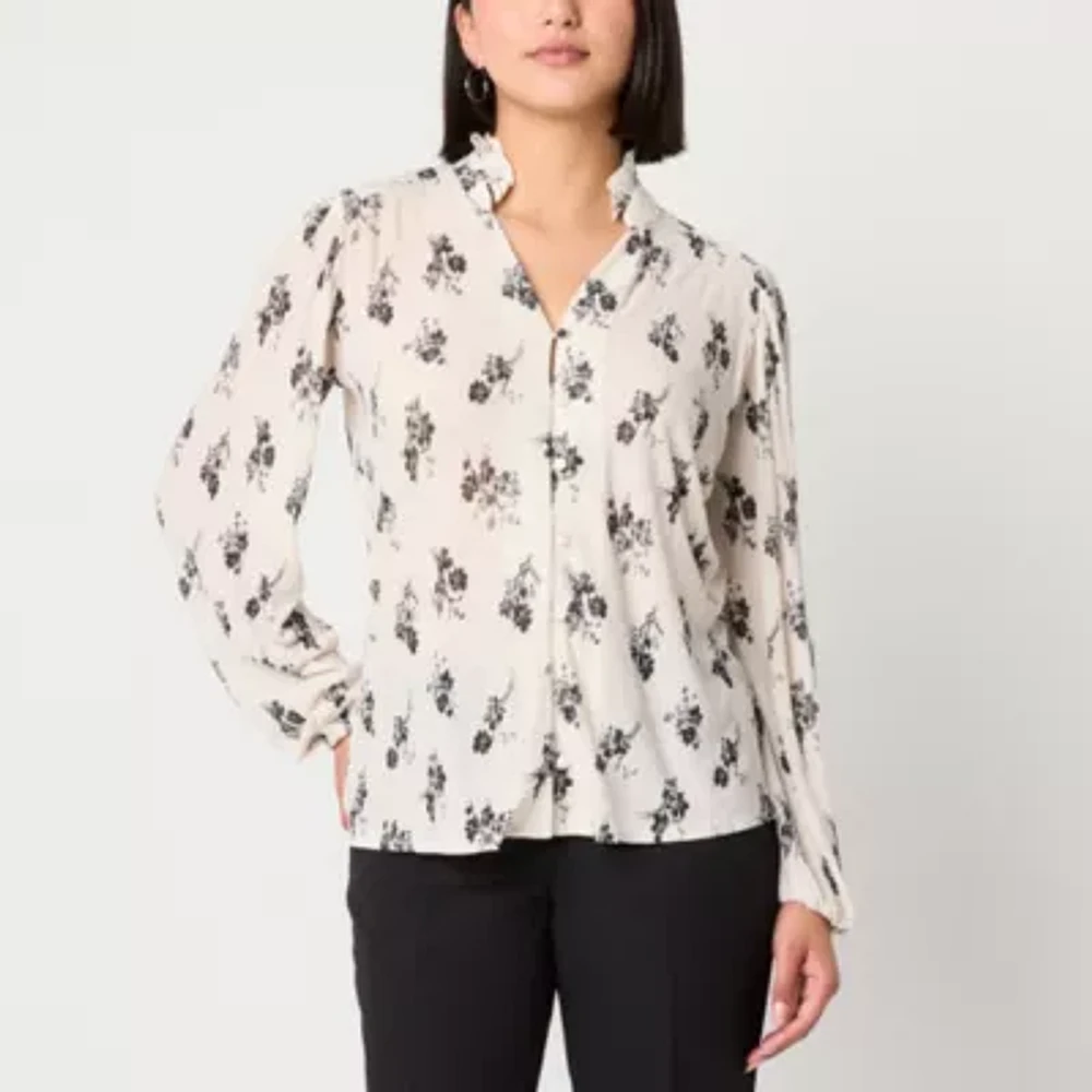 52seven Womens Y Neck Long Sleeve Blouse