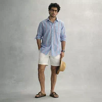 St. John's Bay Linen Blend Mens Classic Fit Long Sleeve Button-Down Shirt