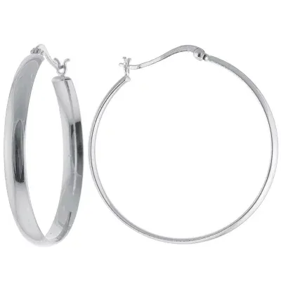 Silver Reflections Pure Silver Over Brass Hoop Earrings