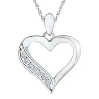 Diamond-Accent 10K White Gold Heart Pendant Necklace