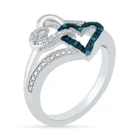 Womens Diamond Accent Natural Sterling Silver Heart Cocktail Ring