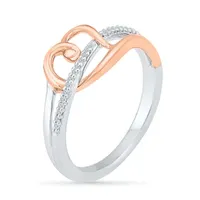 Womens Diamond Accent Natural White 10K Gold Over Silver Heart Cocktail Ring