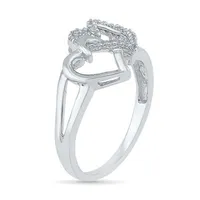 Womens 1/10 CT. T.W. Natural White Diamond Sterling Silver Heart Cocktail Ring