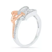 Womens 1/6 CT. T.W. Natural White Diamond 10K Gold Over Silver Heart Cocktail Ring