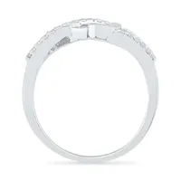 Womens 1/6 CT. T.W. Natural White Diamond Sterling Silver Heart Cocktail Ring