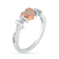 "Mom" Womens Diamond Accent Natural White 10K Gold Over Silver Cocktail Ring